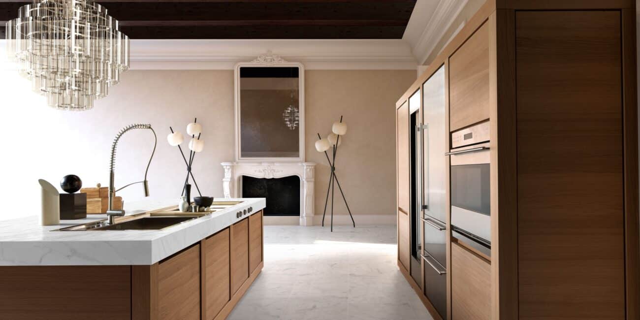 Cucina in legno modello Wood on gola dallo stile classico e contemporaneo