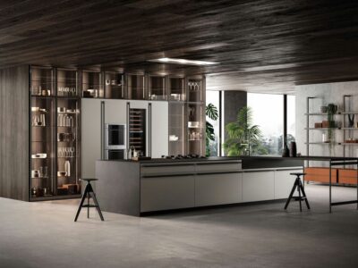E1, la cucina in legno contemporanea con maniglie ergonomiche.