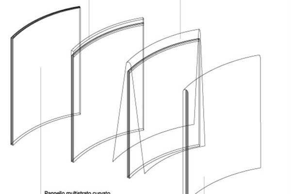 dettaglio di un progetto effeti di una cucina con gola con pareti curvate