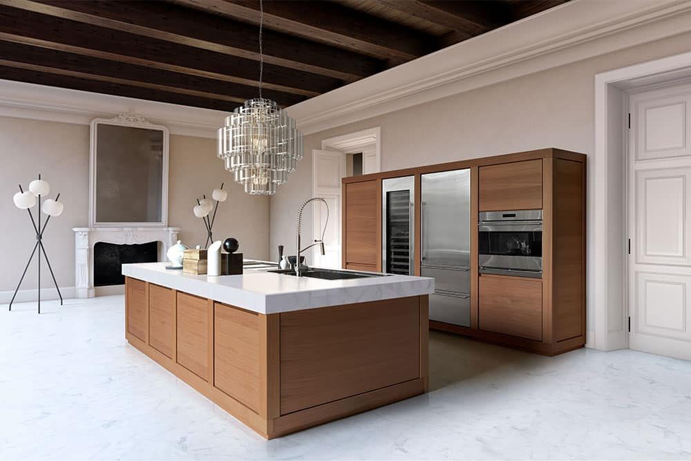 cucina wood 100% senza maniglia in stile toscano, elegante e contemporanea